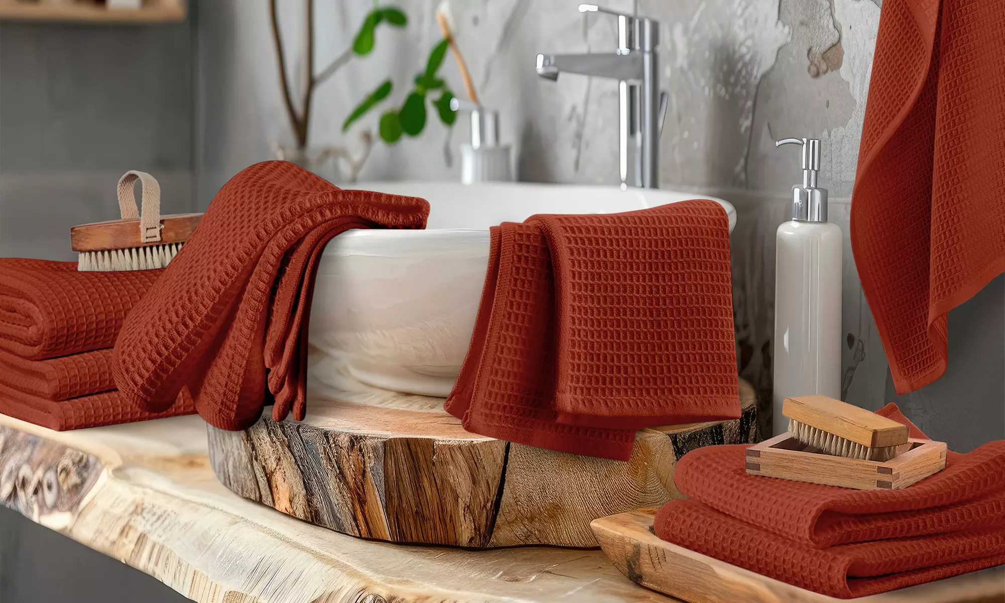 Set di 3 o 5 asciugamani Nido d'Ape in puro cotone