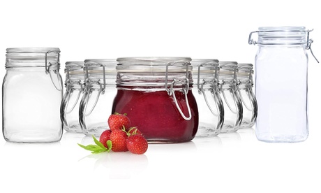 Set da 6 vasi ermetici in vetro Bormioli per alimenti, disponibili da 50, 100 o 150 cl