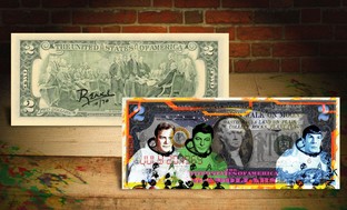 Star Trek Pop Art on Genuine $2 Bill