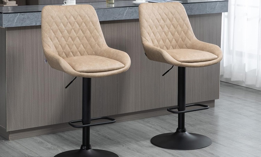 Image 20: HomCom Set of Two Bar Stools with Anti-Slip Foot Pads