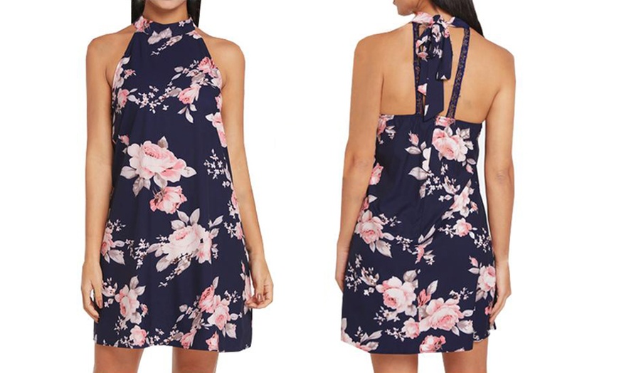 Image 2: Floral Halter Neck Dress