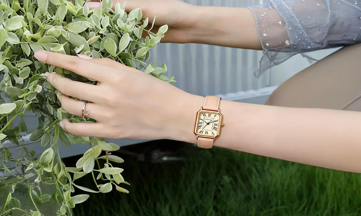 Retro Damenarmbanduhr mit Lederarmband