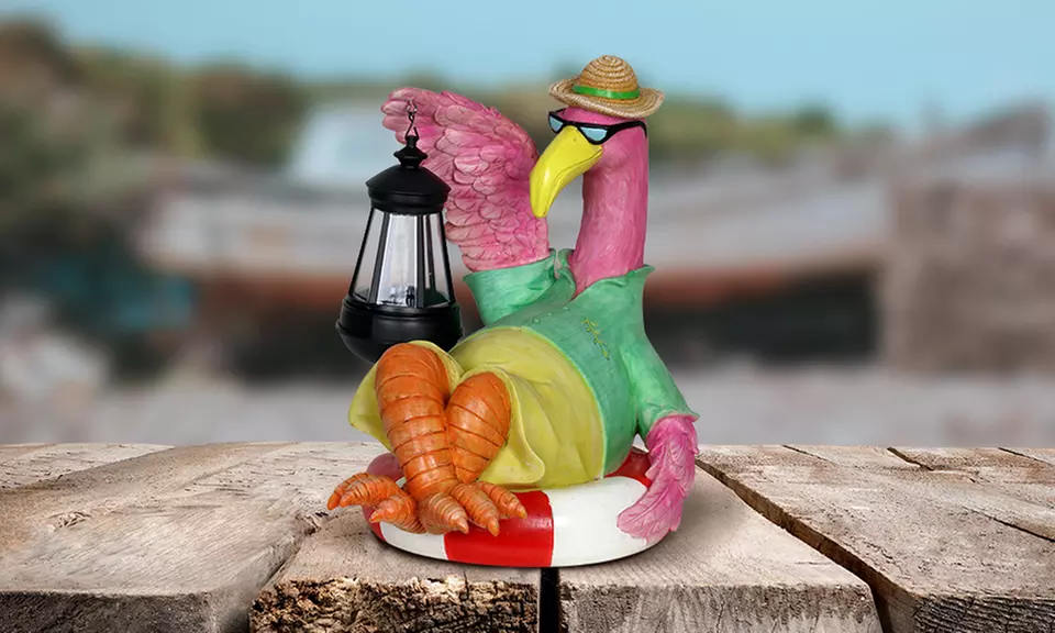 Hand Painted Solar Flamingo Garden Statue with LED Lights - Second Medium