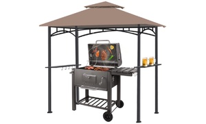 Double-Tiered UV-Resistant Grill Shelter with LED Light