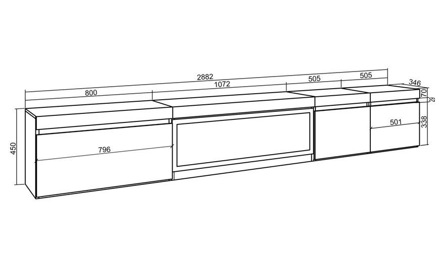 Image 37: Hängender TV-Schrank 320 cm od. TV-Schrank 288 cm + elektrischer Kamin