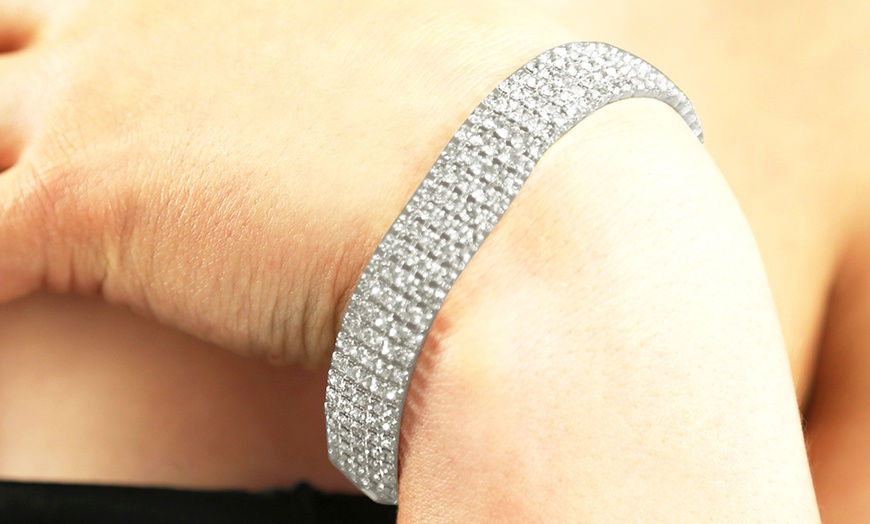 Image 4: Eira Wen Five Row Pave Bracelet Made with Crystals from Swarovski