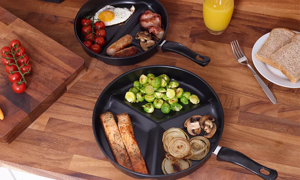 One or Two Non-Stick Divider Frying Pan Sets - Second Medium