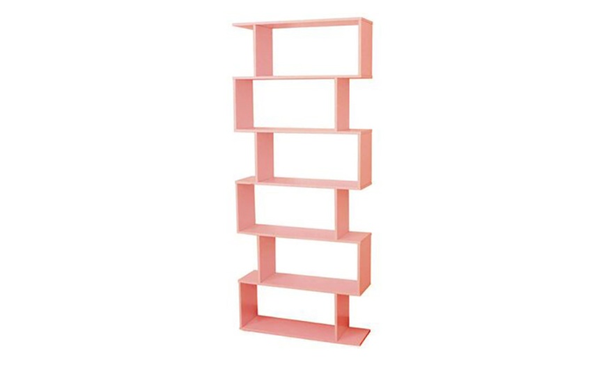 Image 3: Six-Shelf S-Shaped Bookshelf