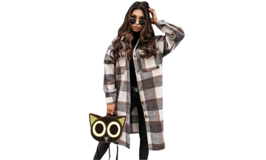 Image 4: Women's Check Long Shirt Coat