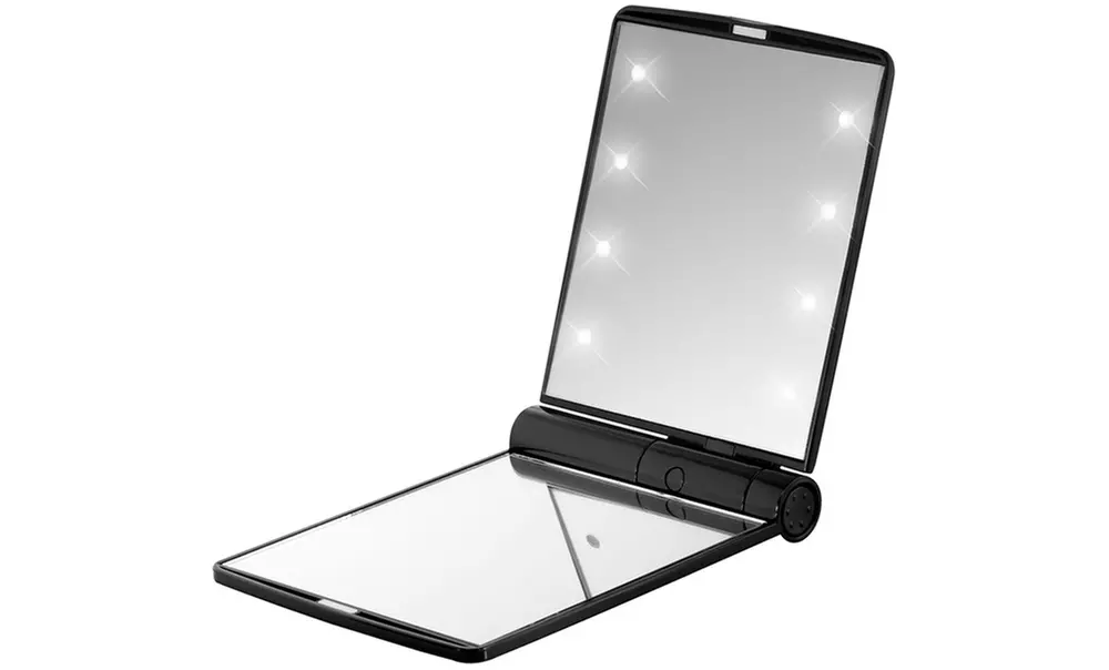 Miroir pliable avec 8 LED, format voyage