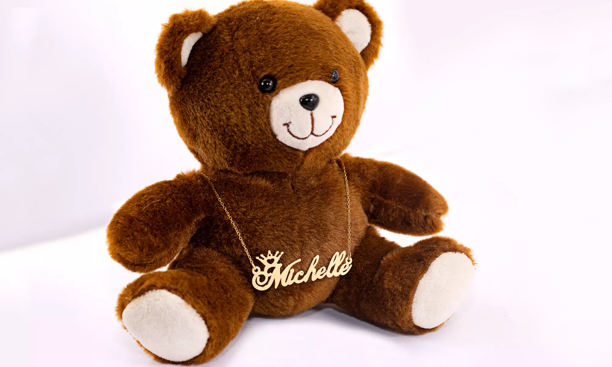 Gold or Silver-Plated Script Name Necklace with Plush Teddy Bear from MonogramHub (Up to 75% Off) - Primary Image