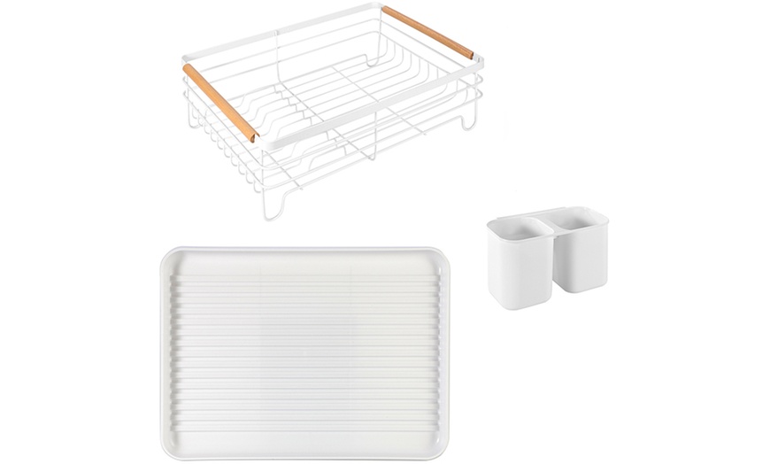 Image 13: Three-Piece Dish Drainer with Drip Tray and Cutlery Holder