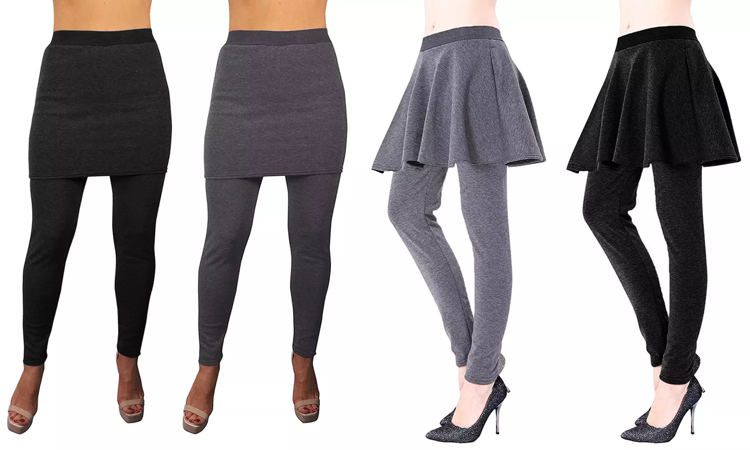 Women's Fur Lined Skirted Winter Leggings  - Primary Image