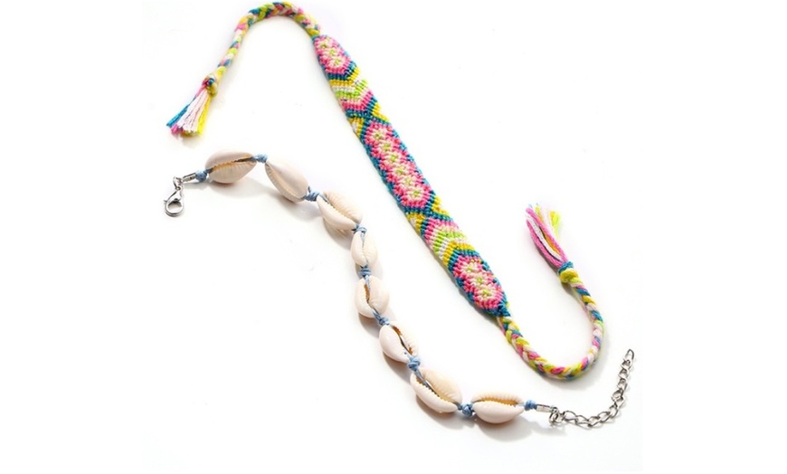 Image 9: Shell and Braided Anklet Set