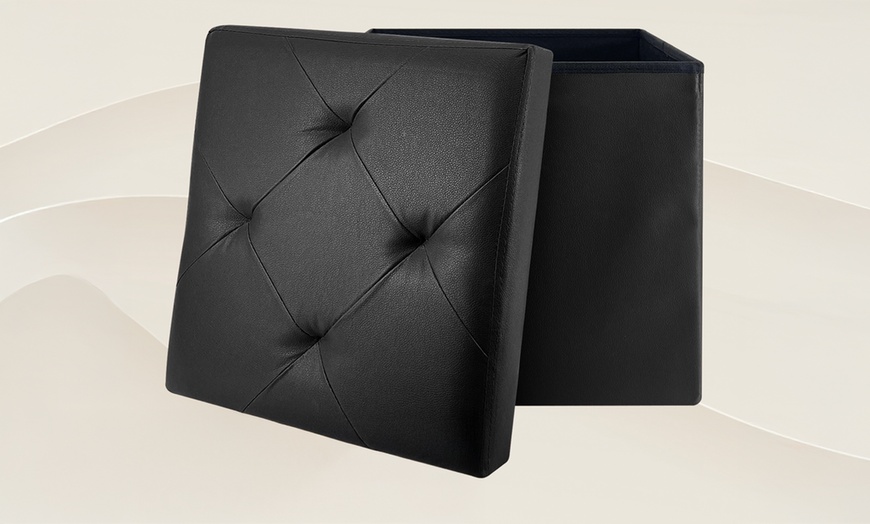 Image 23: Pouf carré en simili cuir avec espace de rangement