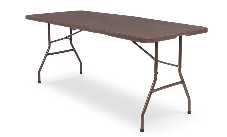 Image 2: 180cm Rattan-Effect Folding Table