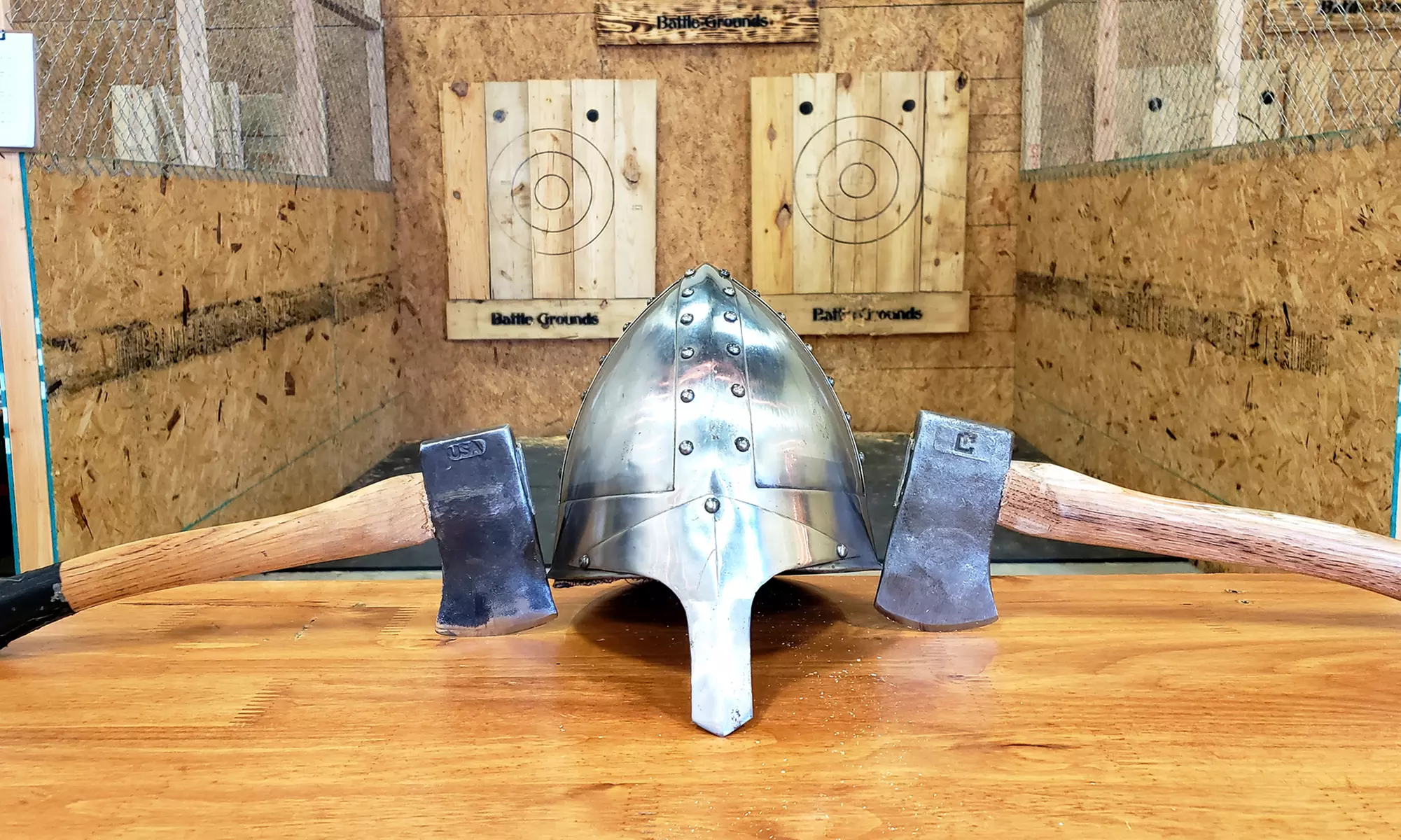 One-Hour Axe Throwing for 2, 4, 6, or 12 People at Battlegrounds Axe Throwing (Up to 50% Off) - Primary Image