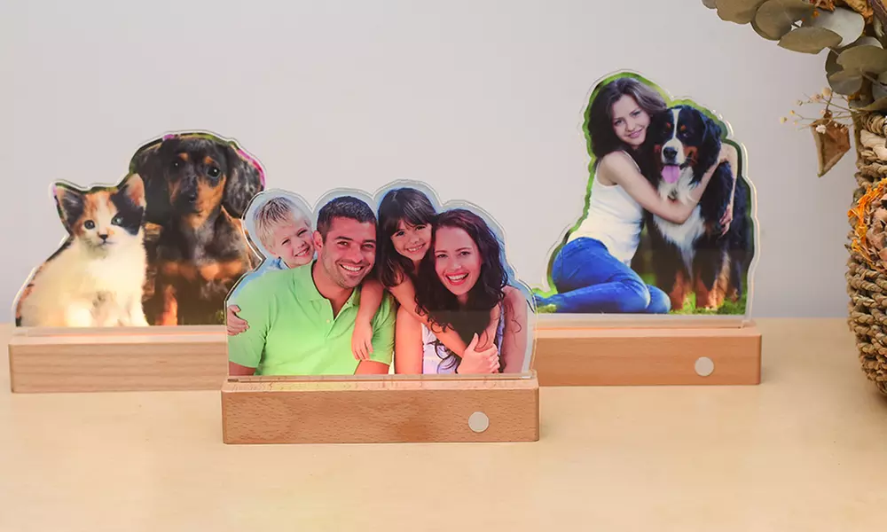 Foto-Nachtlicht mit Holzsockel