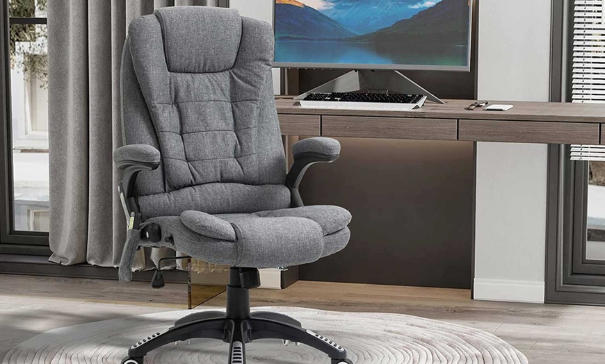 Image 3: Vinsetto Heated Massage Office Chair Recliner