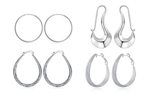 Hoop Earring Set in Sterling Silver (4-Pack)