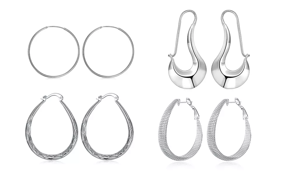 Hoop Earring Set in Sterling Silver (4-Pack) - Primary Image