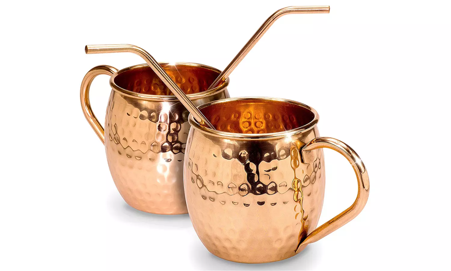 16oz. Moscow Mule Mugs Set with Bent Straws and Cleaning Brush - Primary Image