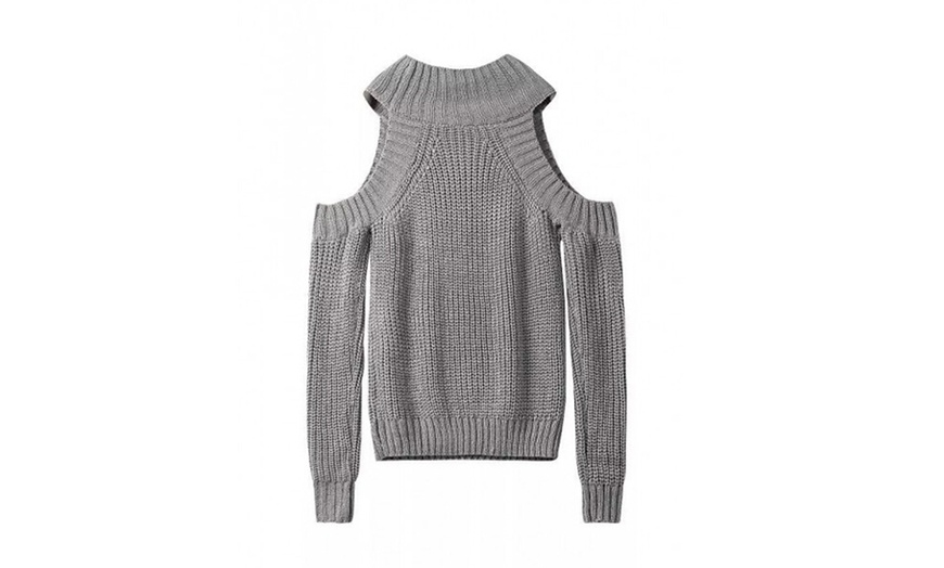 Image 4: Cold Shoulder Chunky Knit Jumper 