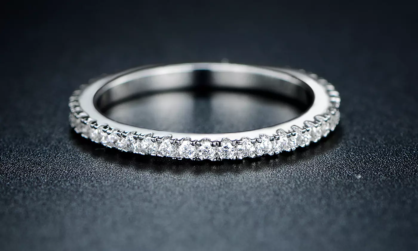 18K White Gold Plated Eternity Ring - Primary Image