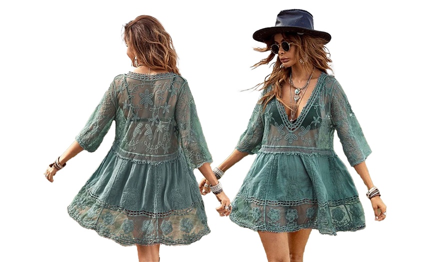 Image 7: Boho Lace Beach Cover-Up Dress