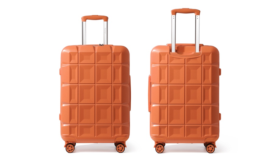 Image 14: Orange ABS Waffle Textured Suitcases and Hard Shell Vanity Case