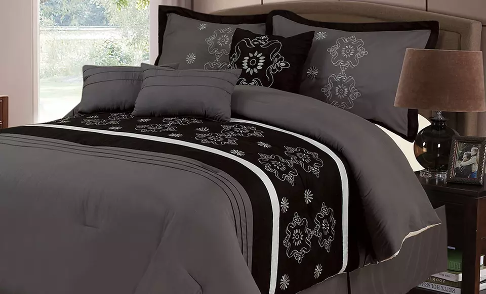 Lavish Home 7-Piece Embroidered Comforter Set. - Primary Image