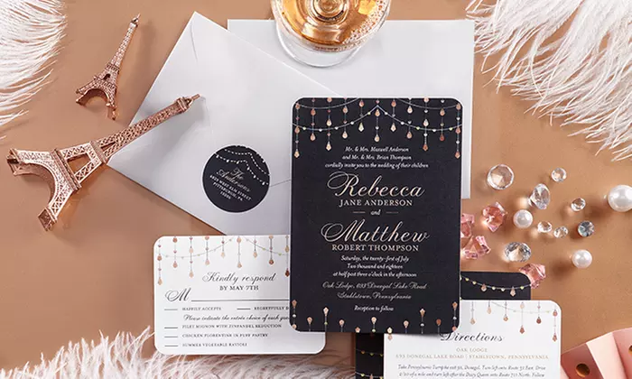 Custom Wedding Invitations and Other Wedding Stationery from Wedding Paper Divas (50% Off). Three Options Available. - Primary Image