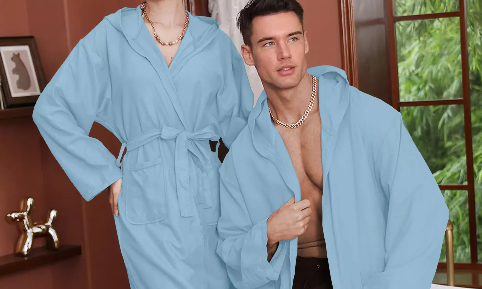 Accappatoio unisex in microfibra con cappuccio