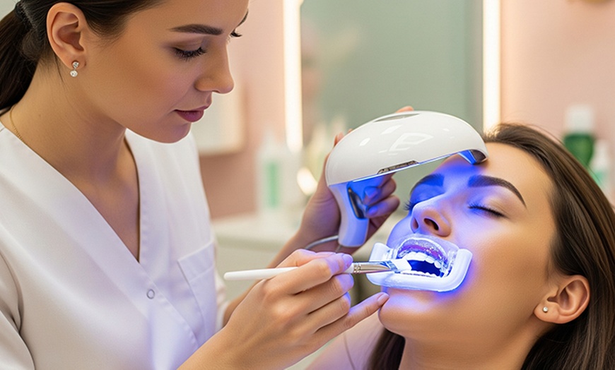 Image 1: Brighter Smile with 60-Min Teeth Whitening Treatment for One or Two 