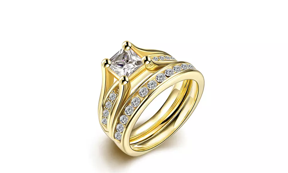 Stainless Steel Two-Piece Pavé Ring Made with Swarovski Crystals - Primary Image