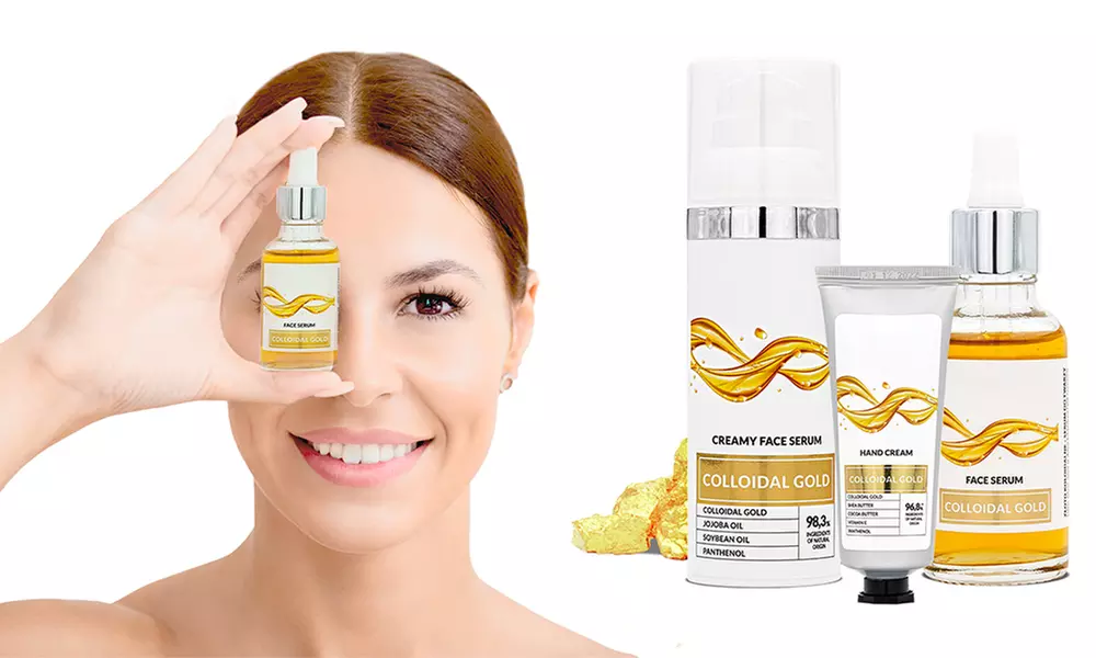 Sélection de produits de soin pour la peau, crème ou sérum, à l'or colloïdal - Primary Image