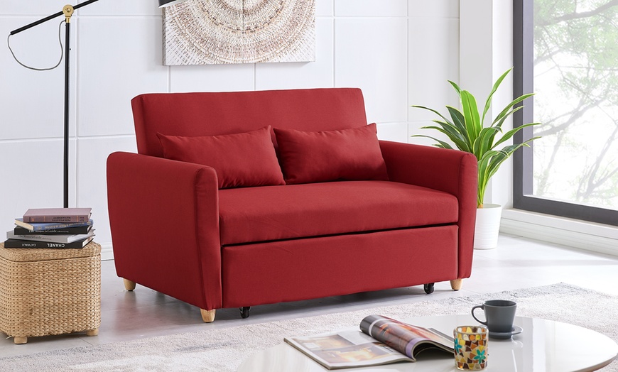 Image 14: Two-Seater Pull-Out Sofa Bed