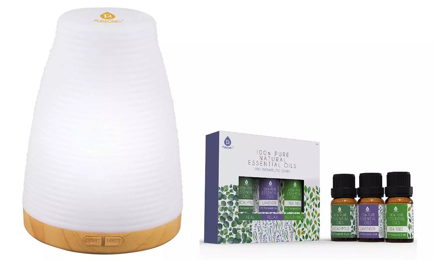 Pursonic 2-In-1 Essential Oil Diffuser and Humidifier with Optional Essential Oils - Second Medium