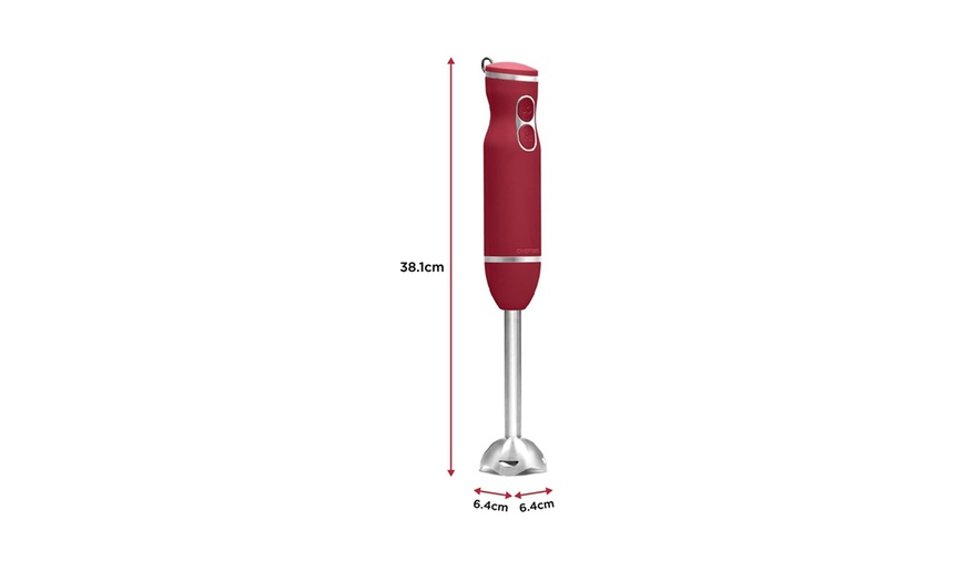 Image 4: Chefman 800 Watt Immersion Hand Blender - Red