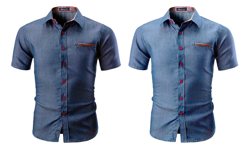 Image 1: Men's Short Sleeve Denim Marshall Shirt