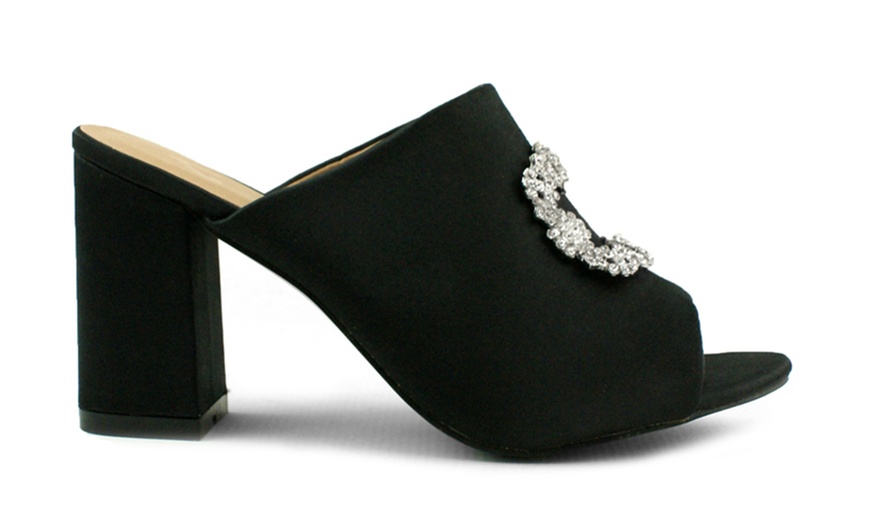 Image 3: Embellished Peeptoe Heeled Mules