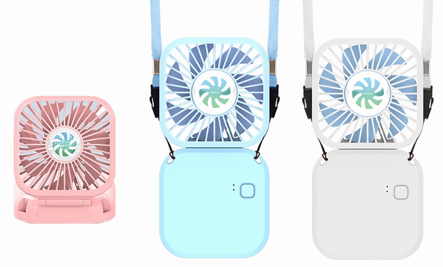 Image 1: Portable Folding Fan