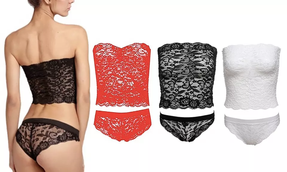 1, 2 ou 3 ensembles bustier et shorty en dentelle - Primary Image