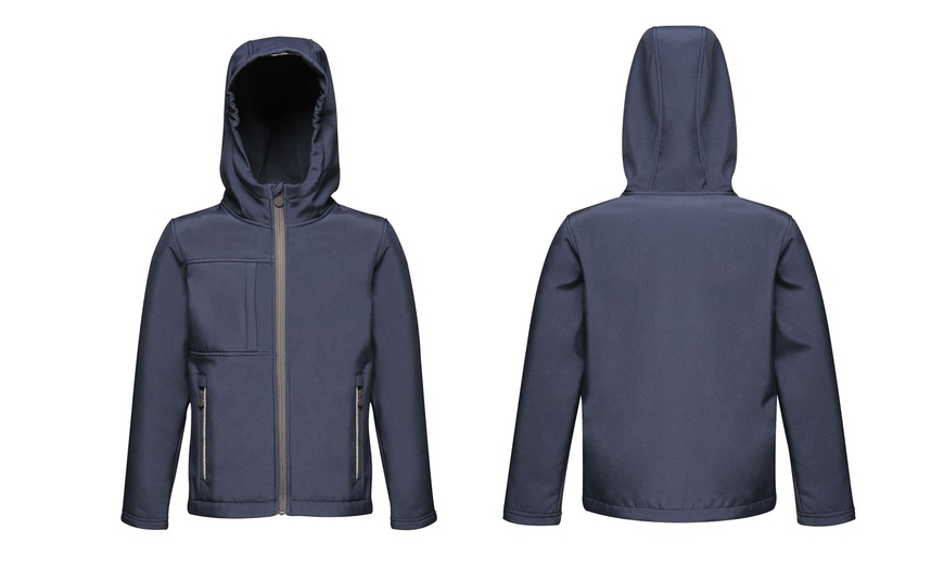 Image 3: Regatta Kids' Waterproof Hooded Softshell Jacket