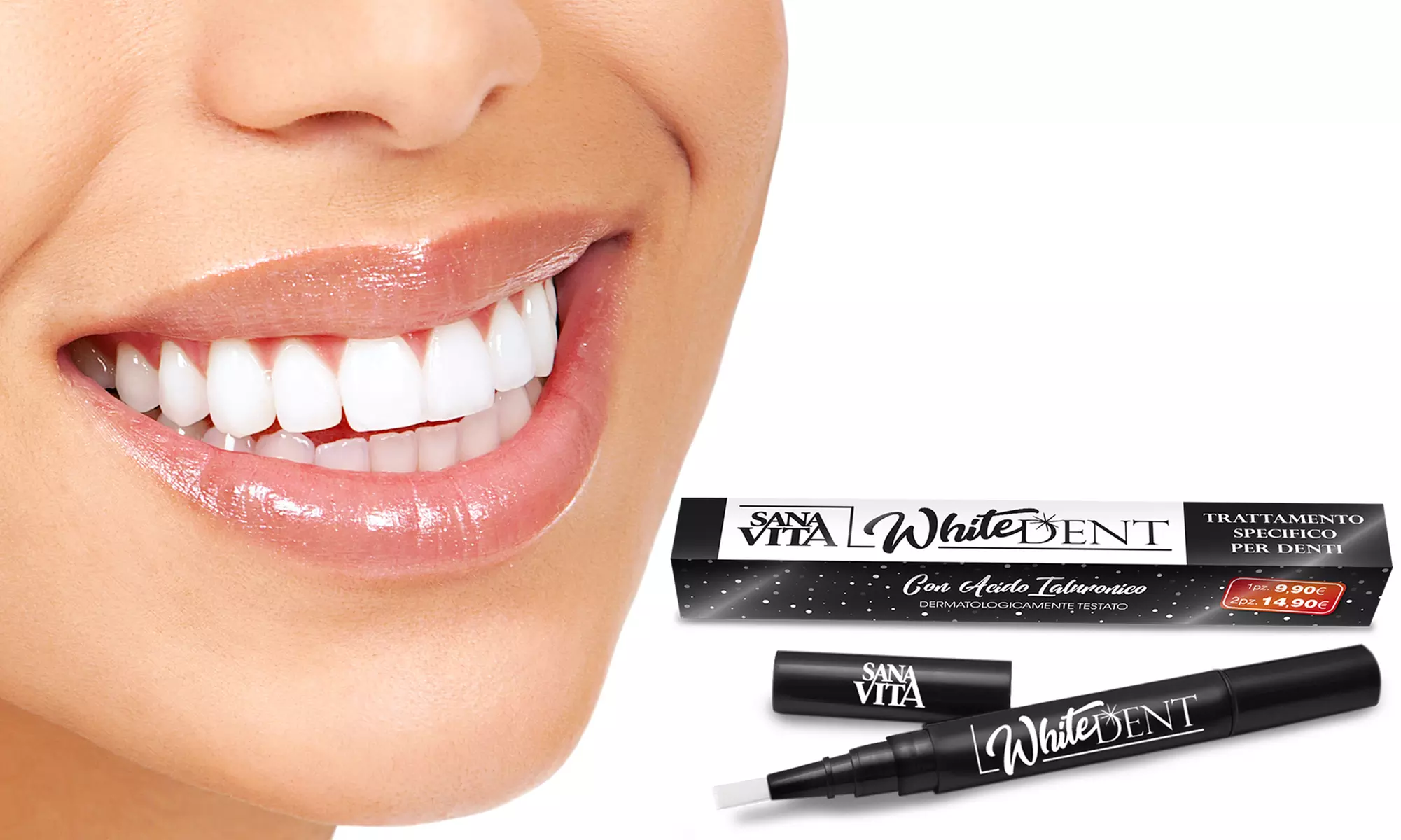Fino a 9 penne sbiancanti SanaVita a base di acido ialuronico - spedizione gratuita - Primary Image