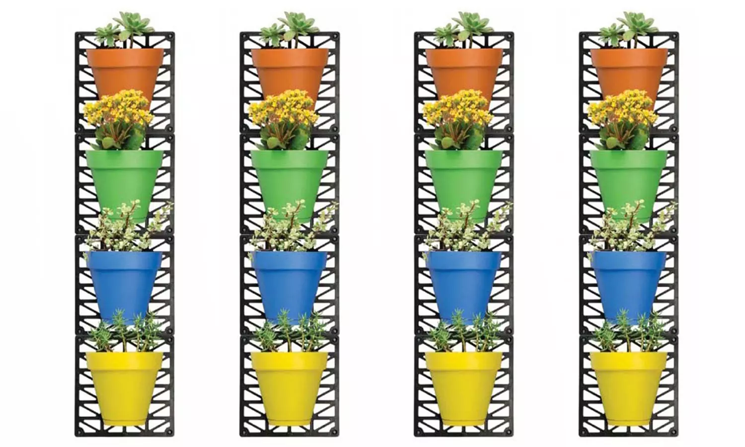 1, 2 ou 4 kits de 4 pots de plante avec support mural, assortiment de coloris - Image 5