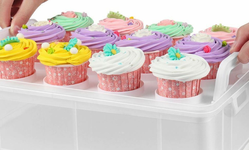 Image 2: Three-Tier Cupcake Carrier Box