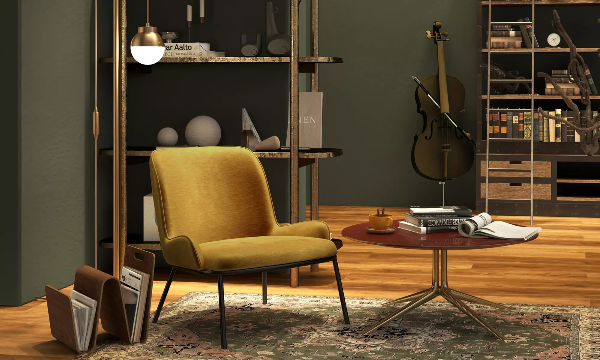 Fauteuil vintage "Edvin" en tissu de Doosense