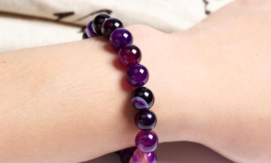 Image 1: One or Two Purple Agate Bracelets