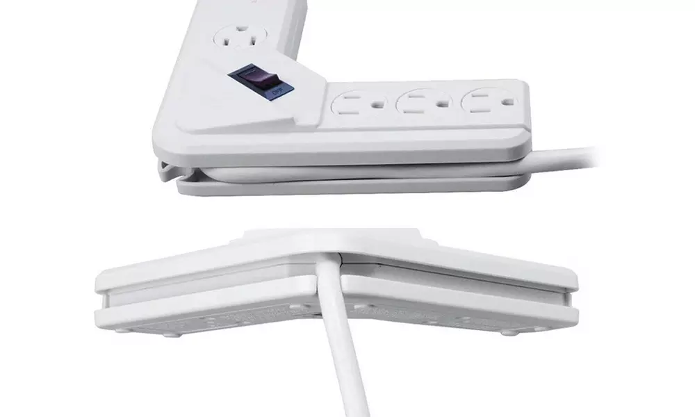 Corner Power Strip 6-Outlet Tap with Cord Locking Rotating Safety Cover - Second Medium